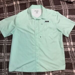 Eddie Bauer Men's Light Green Casual Button Down Shirt